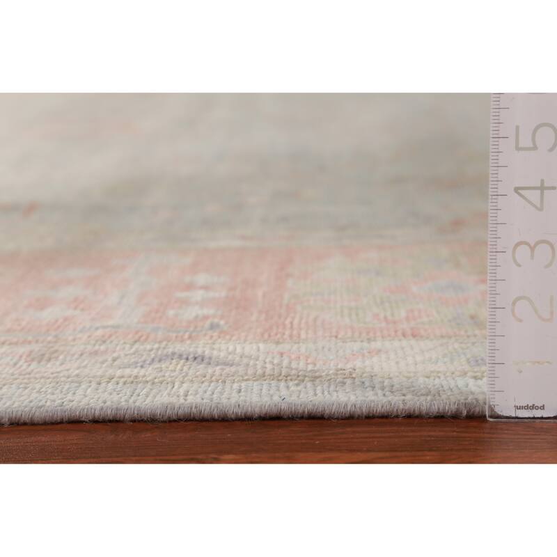 Hand Knotted Oriental 100% Wool Carpet Transitional All-Over Navy Blue & Blues Oushak Area Rug - 12' 0'' X 9' 0''