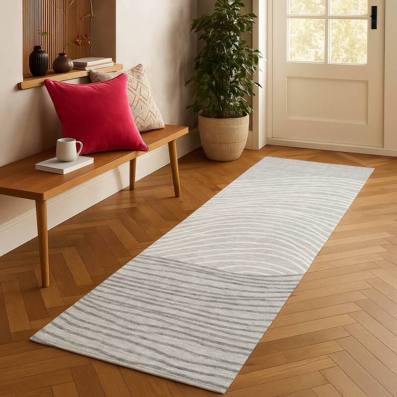 Machine Washable Indoor/ Outdoor Modern Arches Chantille Rug