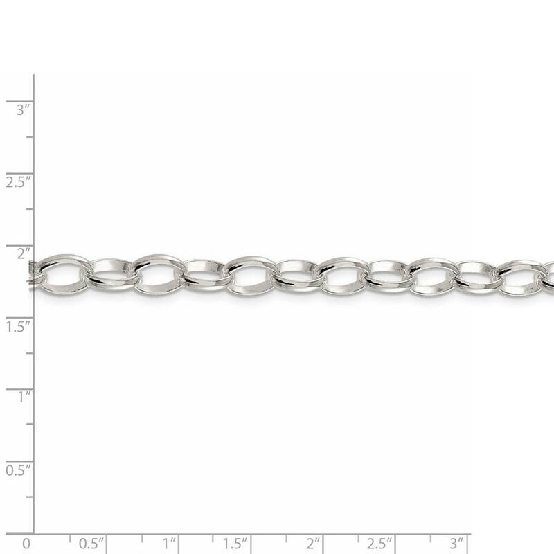 Curata 925 Sterling Silver 8mm Rolo Chain Necklace for Men