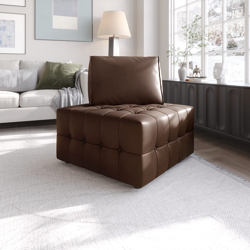 CraftPorch Elegance Button-Tufted PU Upholstered Corner Seat