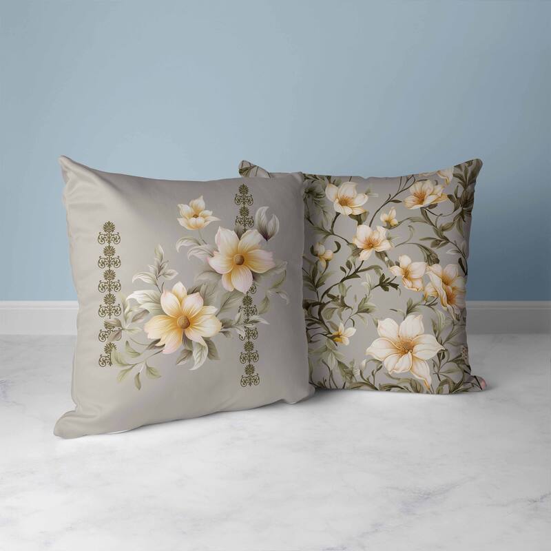 Petal Perfection Faux Suede Reversible Throw Pillow Green and Yellow