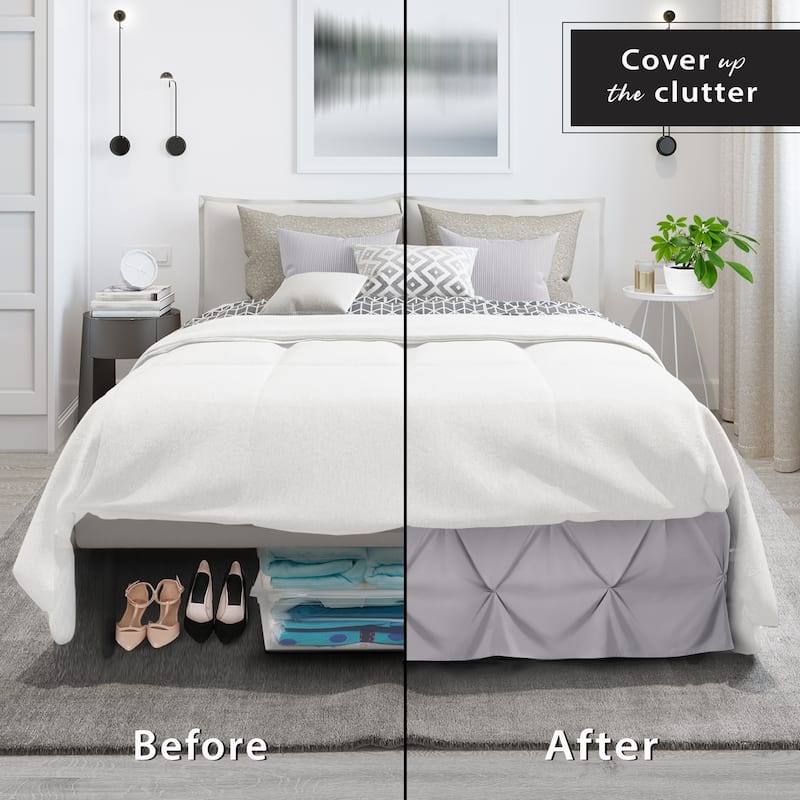 Nestl Pinch Pleat Bed Skirt - Soft Premium Microfiber Ruffle Bed Skirt - 14" Tailored Pintuck Wrap Around Dust Ruffle