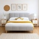 preview thumbnail 14 of 29, Upholstered Platform Bed Frame, Soft Headboard, Wood Support, Grey or White