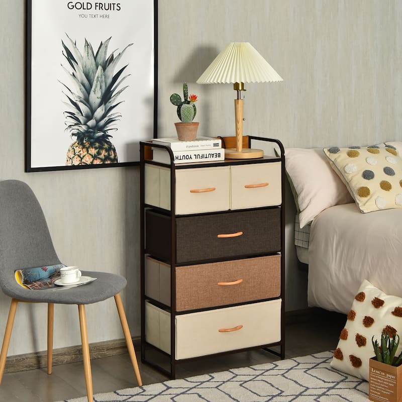 Costway 5-Drawer Dresser Storage 4-Tier Organizer Tower Steel Frame