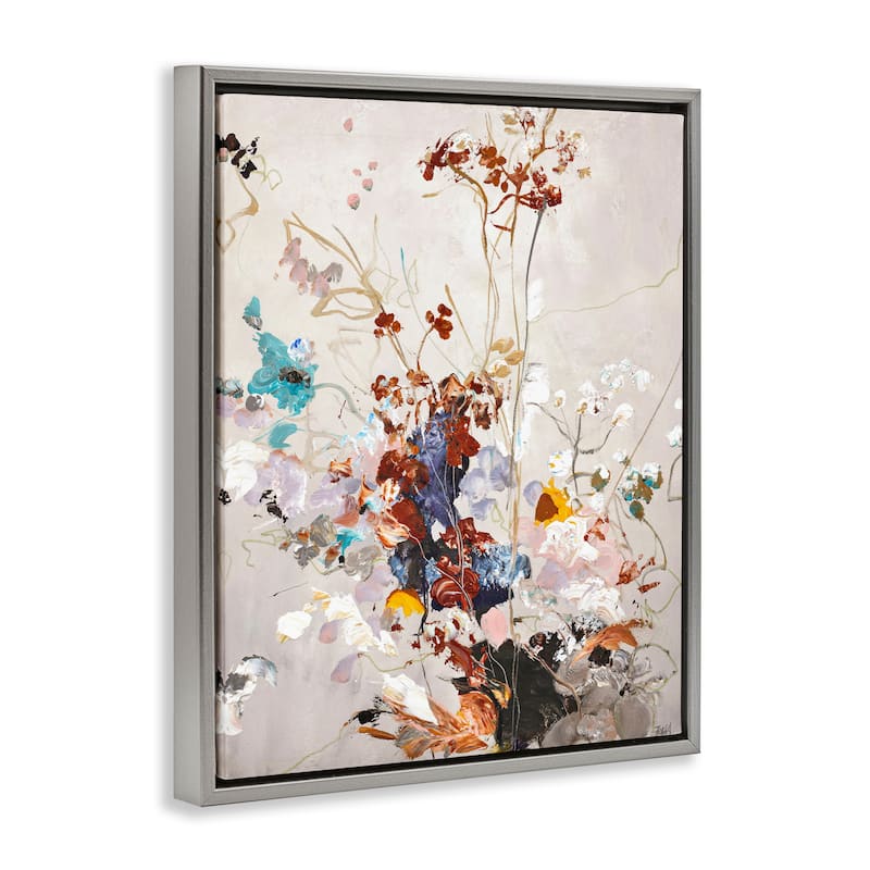 Stupell Earth Tones Floral Abstraction Framed Floater Canvas Wall Art Design By Design Fabrikken