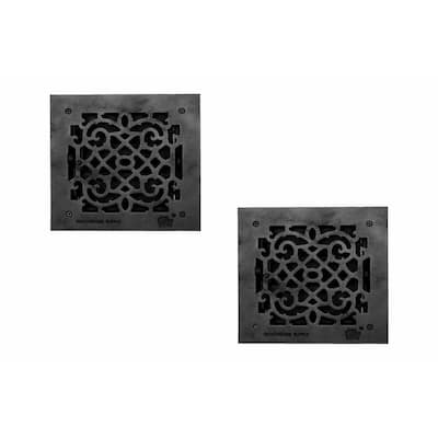 Black Air Vent Registers, Grilles & Vents 10" X 10" Cast Aluminum Vent Register (Set of 2) Renovators Supply