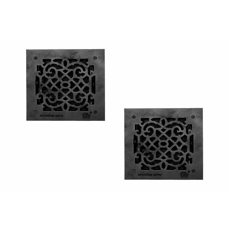 Black Air Vent Registers, Grilles & Vents 10" X 10" Cast Aluminum Vent Register (Set of 2) Renovators Supply