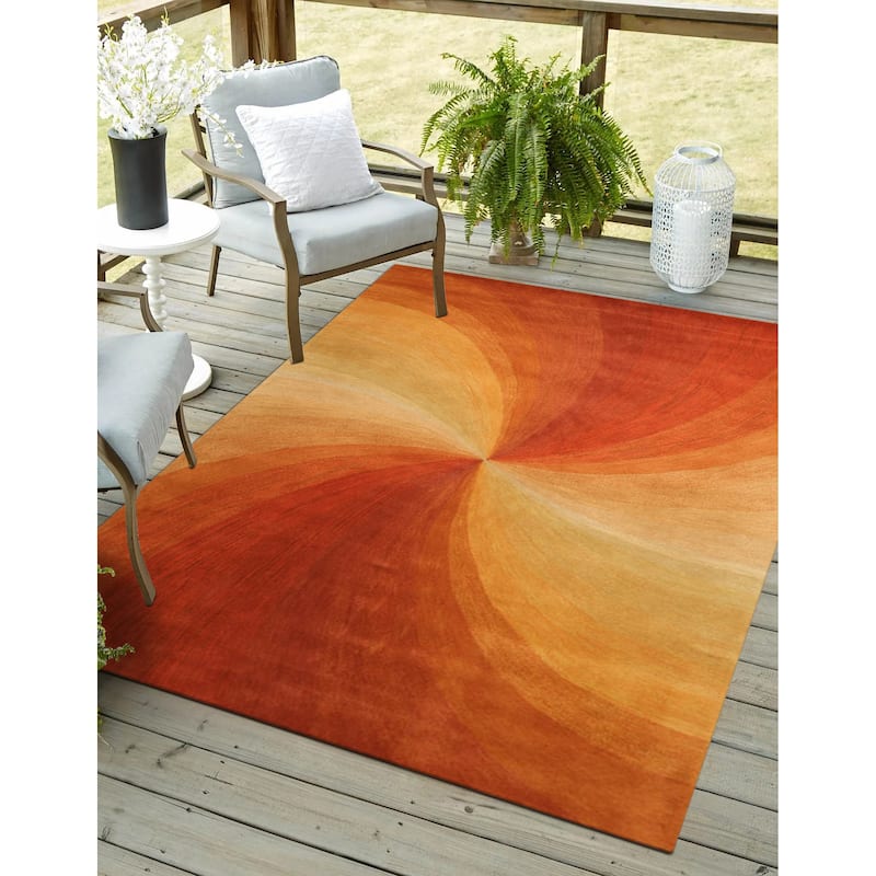 Orange Contemporary Abstract Swirl Area Rug - Elegant and Timeless Design - 4' x 6'