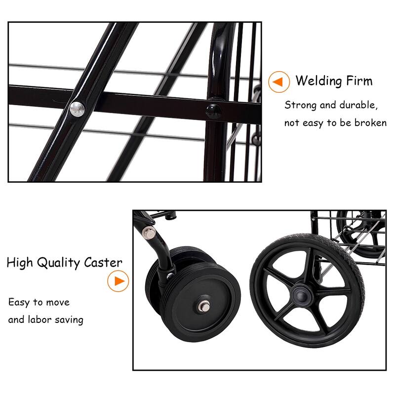 Utility Folding Easy-storage Shopping Cart with Swivel Wheels