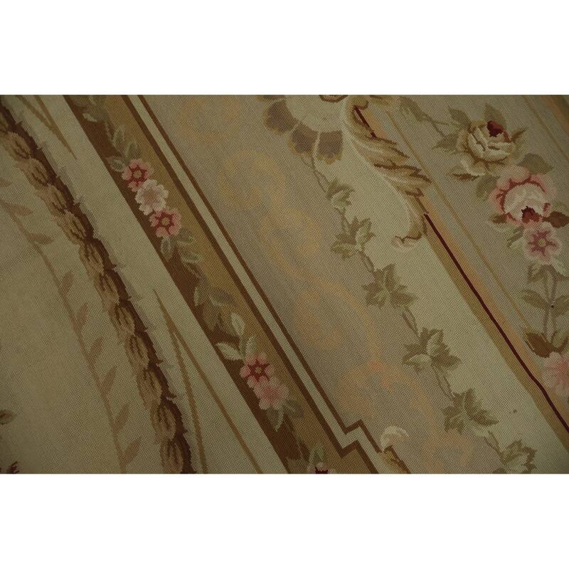 Hand Woven Oriental 100% Wool Carpet Traditional Floral Yellow & Gold Tapestries Area Rug - 12' 3'' X 8' 11''