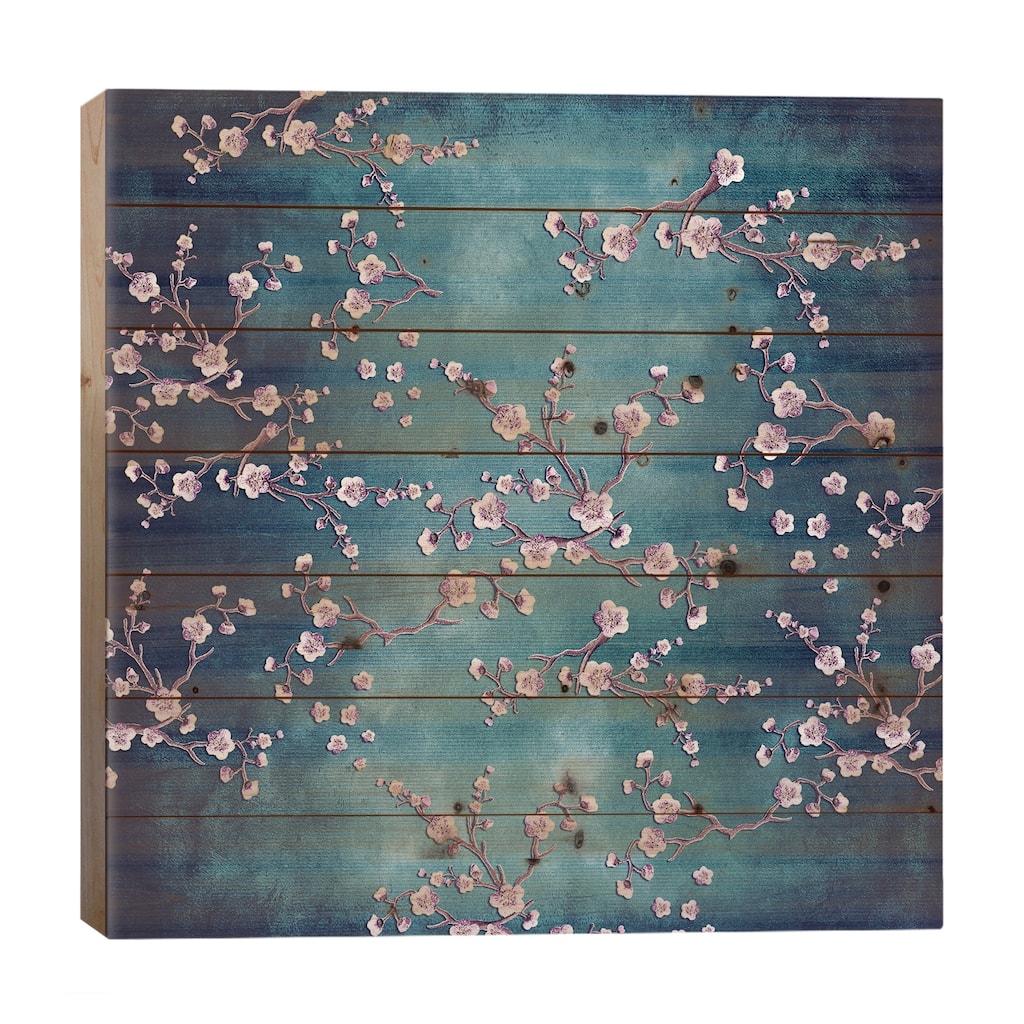 Sakura - Love Teal Print On Wood by Monika Strigel - Multi-Color