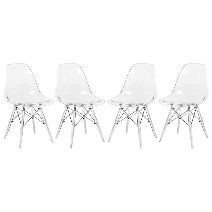 Crescro Dining Chair in Acrylic with Eifel Legs Design Banquet Side Chair (Set of 4) for Indoor and Outdoor - 32" Height