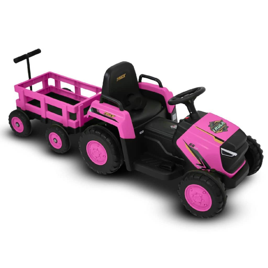 12V Electric Toddlers Ride on Tractor Toy with Detachable Garden Cart for Kids Best Gifts