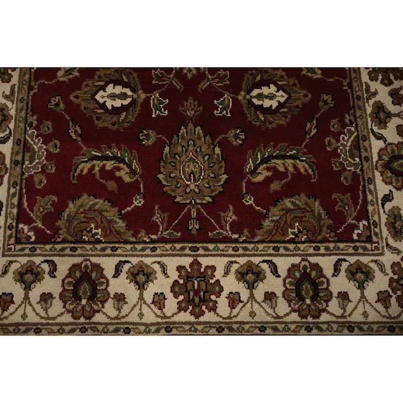 Hand Knotted Oriental 100% Wool Carpet Traditional Floral Red Agra Area Rug - 6' 1'' X 3' 10''