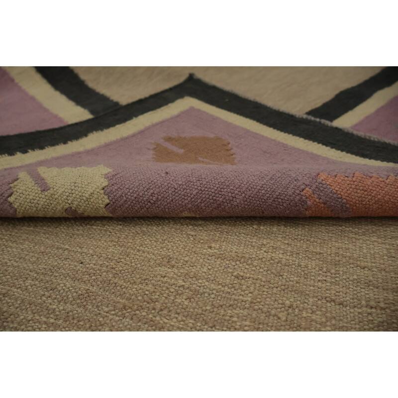 Hand Woven Oriental 100% Wool Carpet Southwestern Tribal Brown Kilim Area Rug - 10' 0'' X 8' 2''
