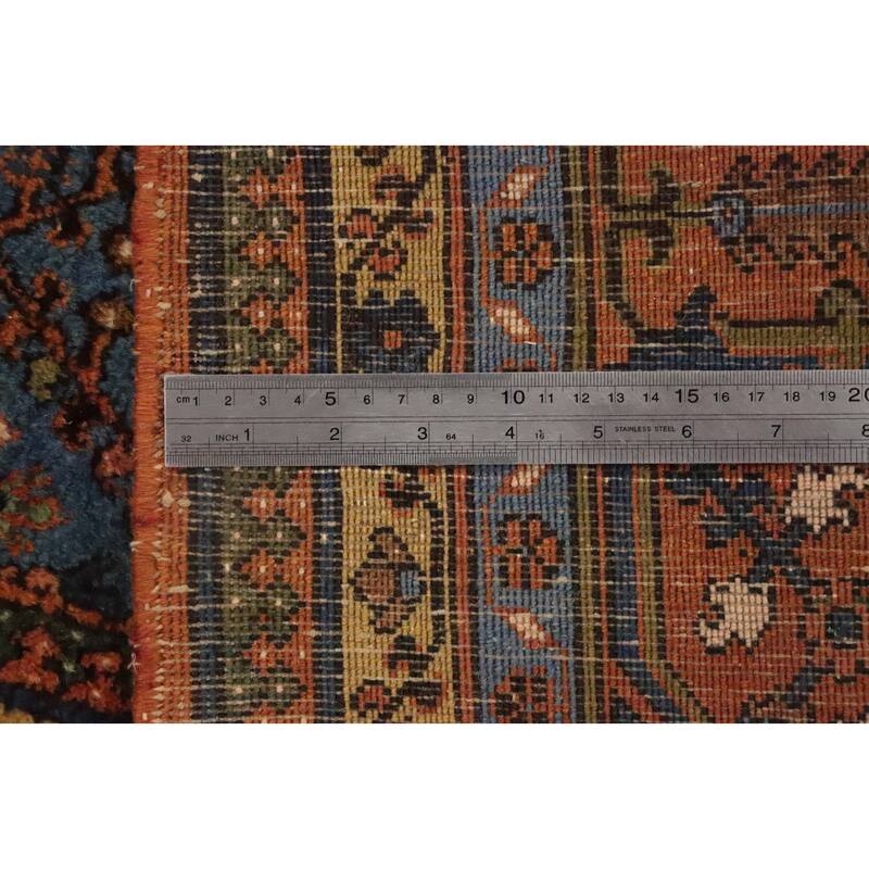 Hand Knotted Oriental 100% Wool Carpet Traditional Geometric Navy Blue & Blues Tabriz Area Rug - 10' 9'' X 7' 3''