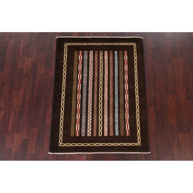 Brown Moharramat Oriental Home Decor Area Rug Hand-knotted Wool Carpet - 3'9" x 5'0"