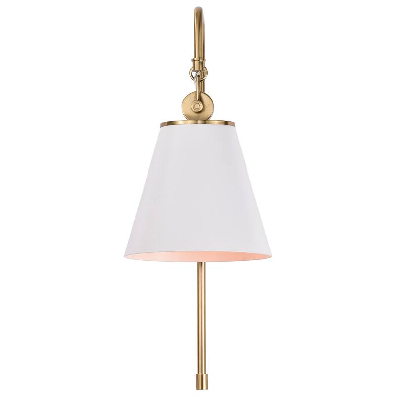 Dover 1 Light Wall Sconce White with Vintage Brass