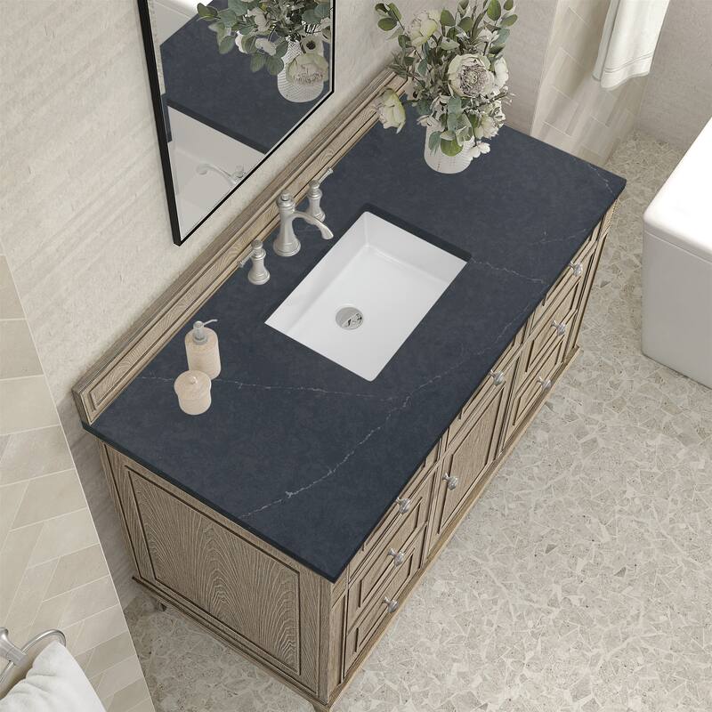 James Martin Vanities Lorelai 48" Single Vanity, Whitewashed Oak - Charcoal Soapstone