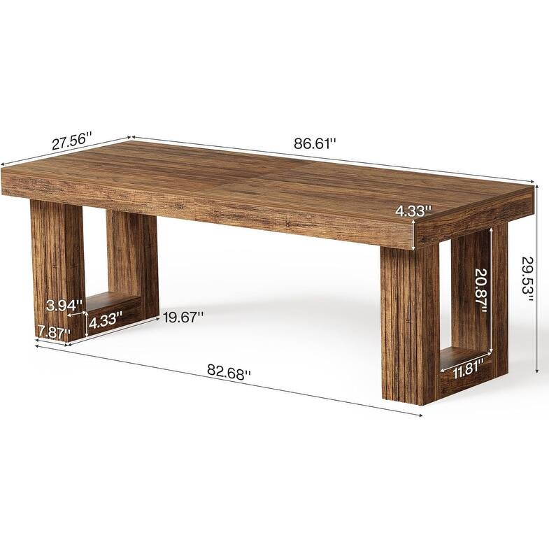 86.6 Inches Extra Long Two Person Desk, Double Computer Writing Desk