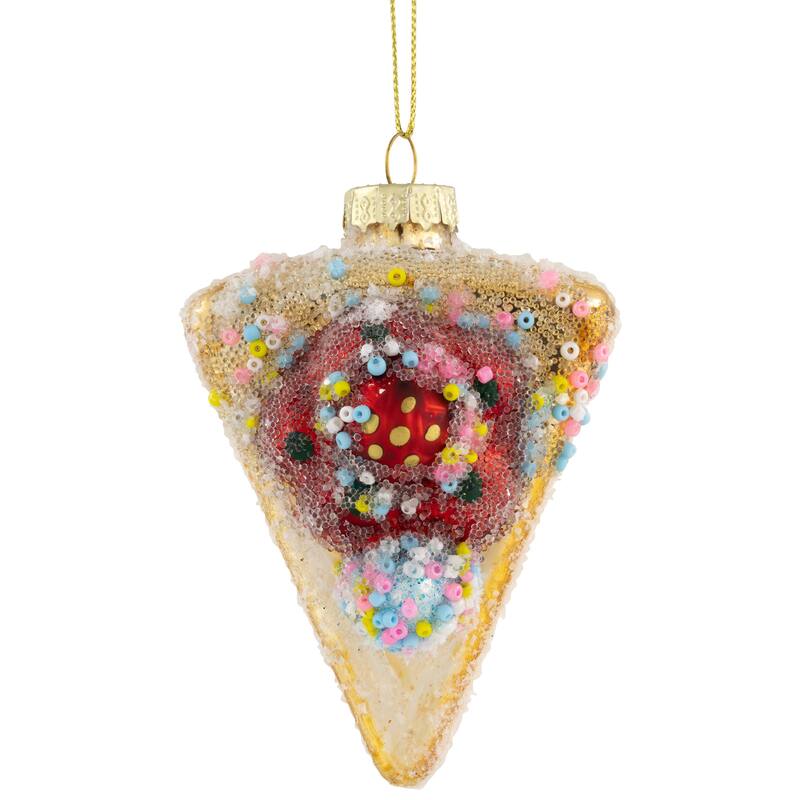 3" Double Layer Slice of Cake Glass Christmas Ornament