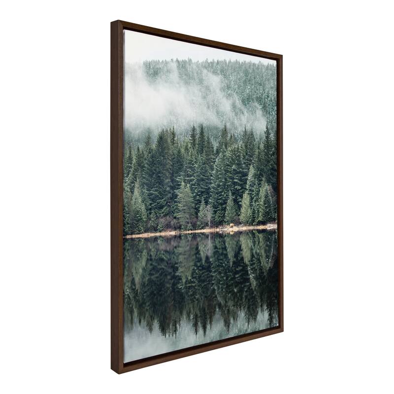 Kate and Laurel Sylvie Evergreen Reflections Framed Canvas by Emiko and Mark Franzen of F2Images - 23x33 - Brown