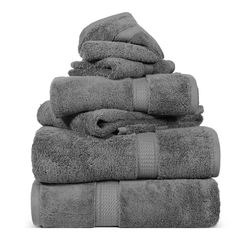 Blue Nile Mills Luxury 6-Piece Egyptian Cotton Towel Set, Thick Absorbent Bathroom Towels