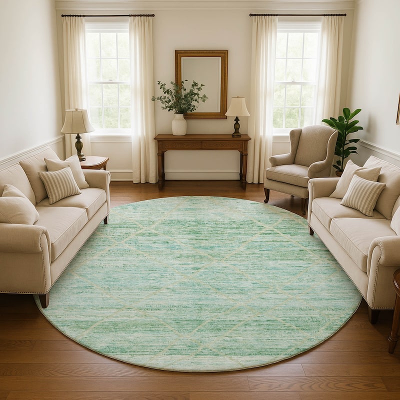 Premium Washable Super Soft Modern Global Mayfield Rug - Aloe - 8' x 8'