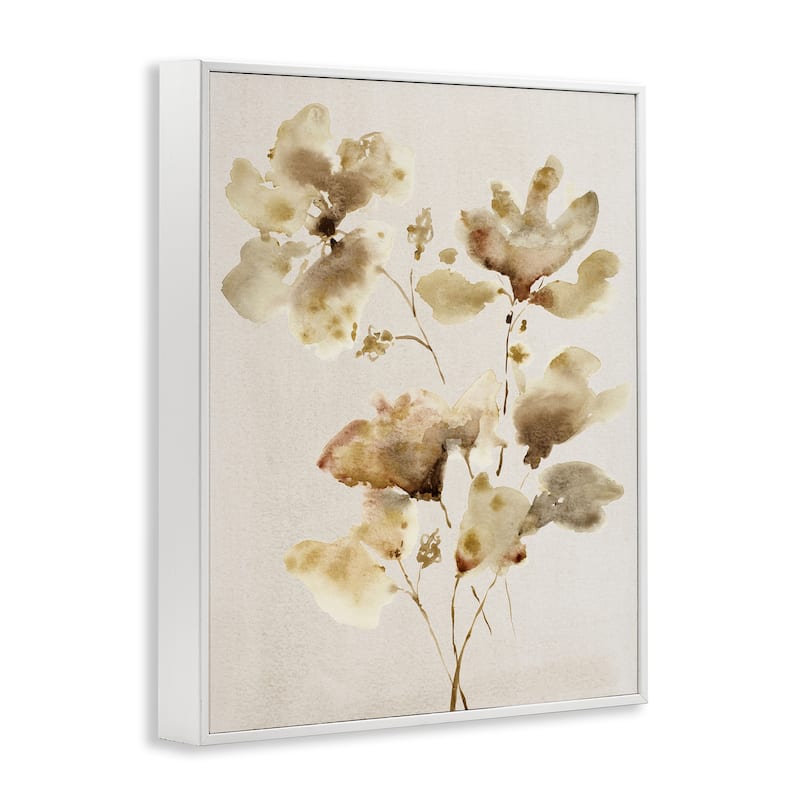 Stupell Neutral Dappled Flower Blossoms Framed Giclee Art Design By Krinlox