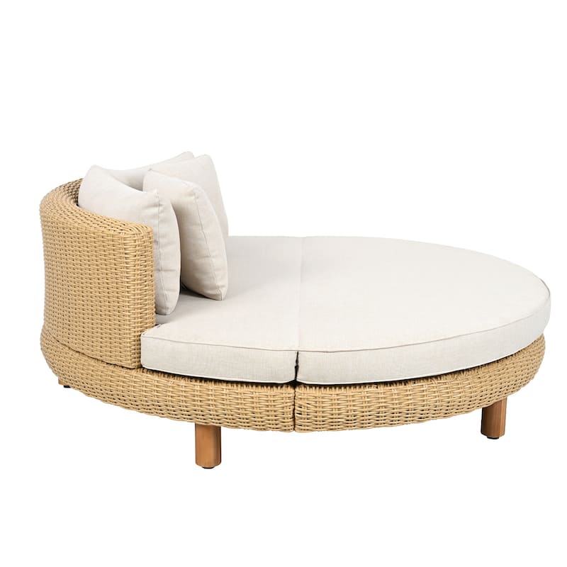 Christopher Knight Home - Jennie 63" Wicker Round Outdoor Daybed with Waterproof Cushions