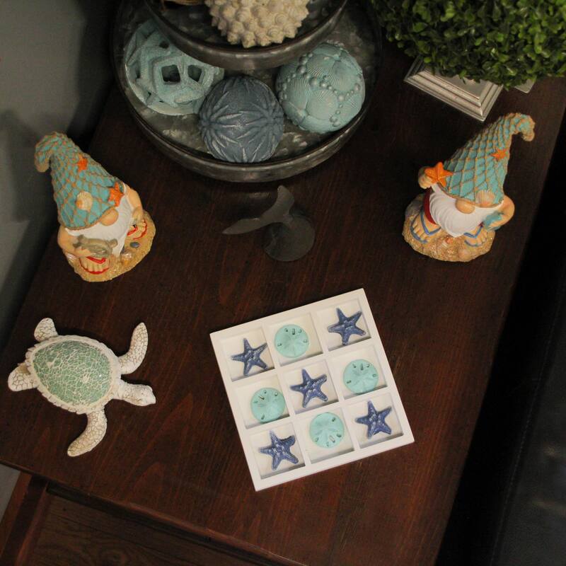 Blue Sand Dollar And Starfish Tic-Tac-Toe Game Beach-Themed Accent - 0.75 X 7.25 X 7.25 inches