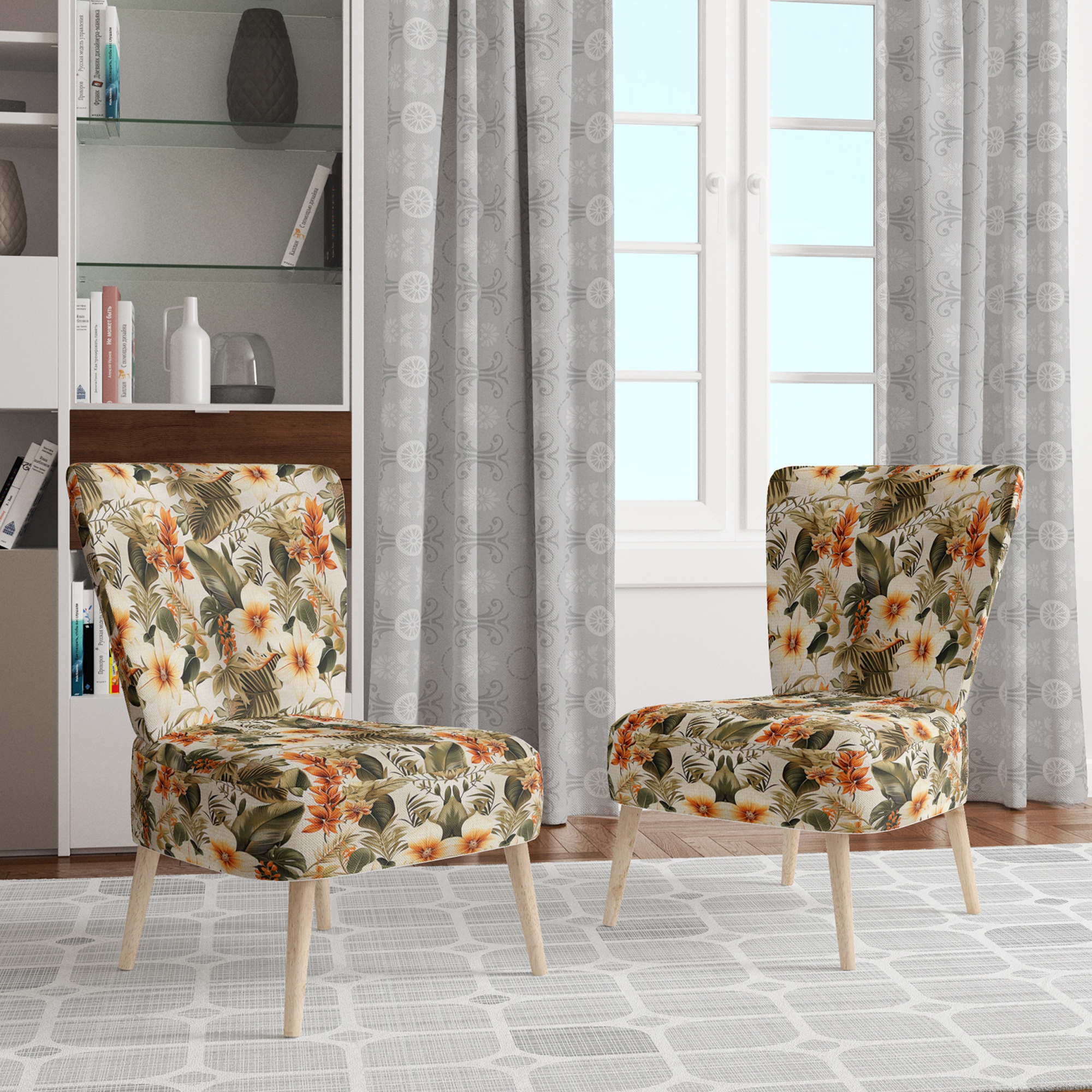 Designart Tropical Greens Warm Earth Tones IV Upholstered Tropical Accent Chair and Tropical Arm Chair Multiple Color Bed Bath Beyond 40030296