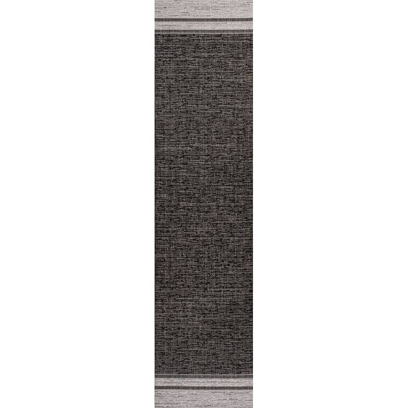 JONATHAN Y Darcy Modern Minimalist Mingled Solid Black/Cream Indoor/Outdoor Area Rug - 2 X 8 - Black/Cream