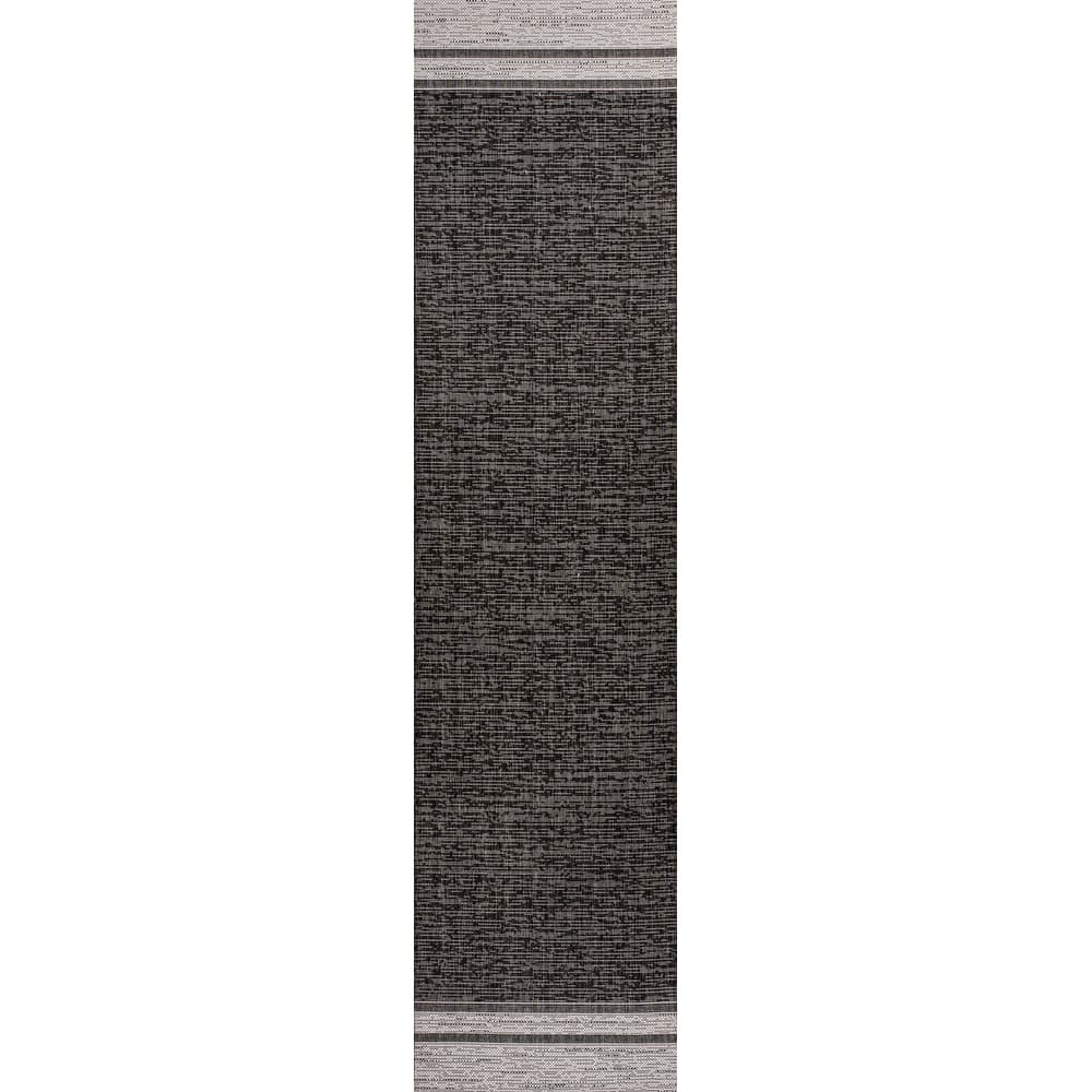 JONATHAN Y Darcy Modern Minimalist Mingled Solid Black/Cream Indoor/Outdoor Area Rug