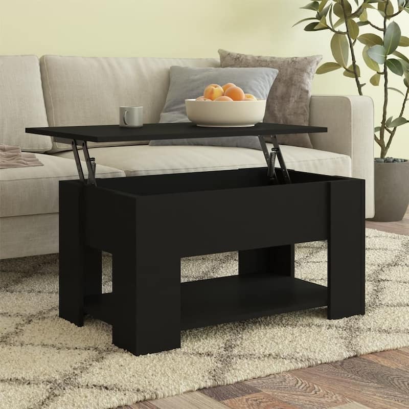 vidaXL Coffee Table Lift Top End Table Accent Side Sofa Table Engineered Wood - 31.1" x 19.3" x 16.1" - Black