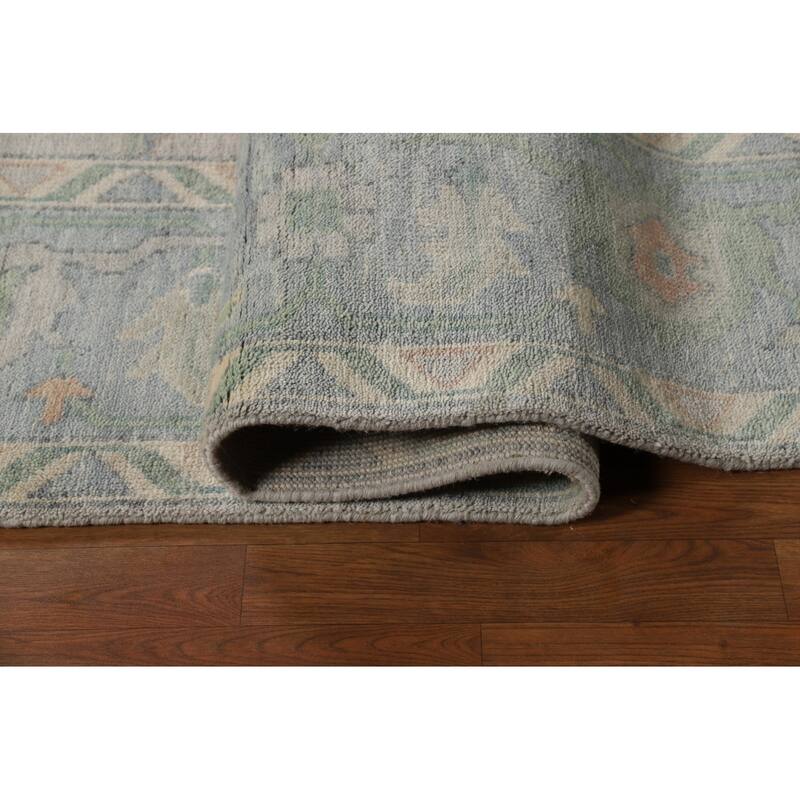 Gray Transitional Oushak Indian Area Rug Hand-Knotted Wool Carpet - 9'0"x 11'10"