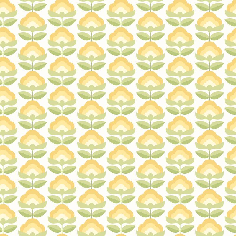 Hoopla Walls Retro Flower Sunshine Peel and Stick Wallpaper - N/A