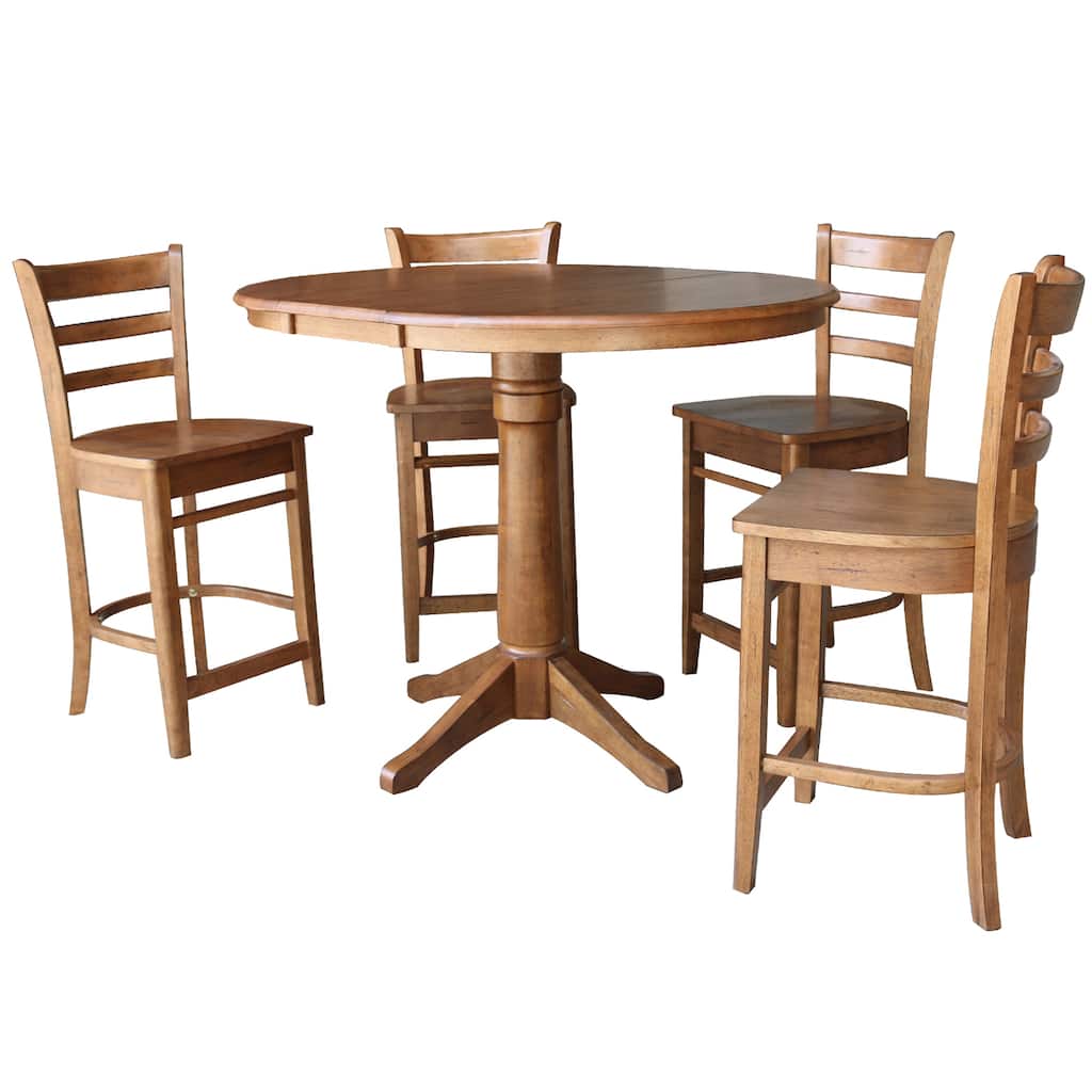 36" Round Extension Dining Table with 4 Stools