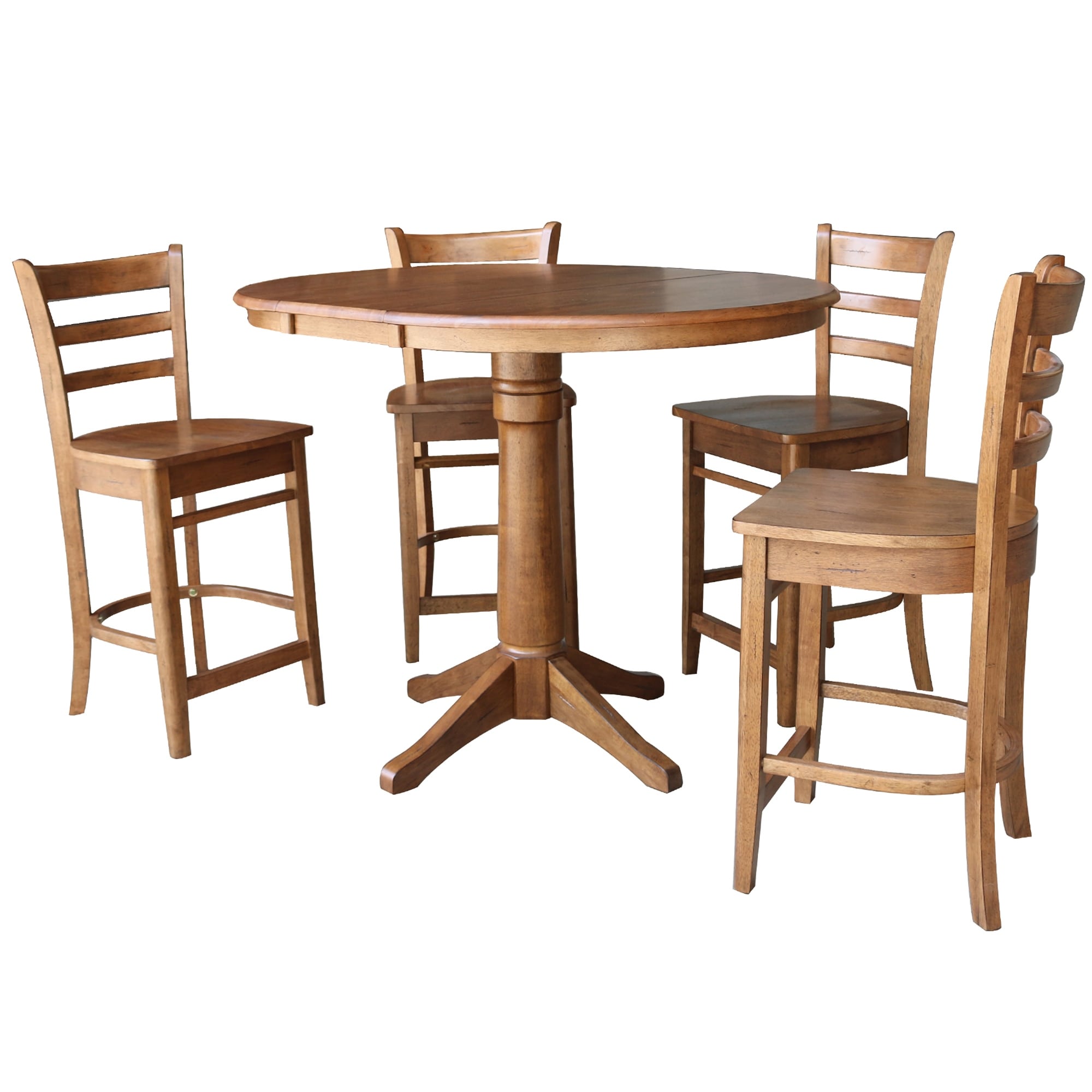 36" Round Extension Dining Table with 4 Stools