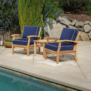 Indonesian Teak 3-Piece Club Chair Set with Sunbrella Cushions