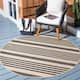 SAFAVIEH Courtyard Charmaine Indoor/ Outdoor Waterproof Area Rug - 4' x 4' Round - Black/Bone