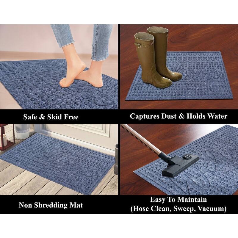 A1HC Water retainer Indoor/Outdoor Doormat, Skid Resistant, Easy to Clean, Catches Water and Debris, Grey - 24"X36"
