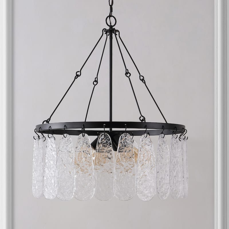 SAFAVIEH Lighting Sunna Chandelier - 25" W x 25" D x 13-85" H - Matte Black