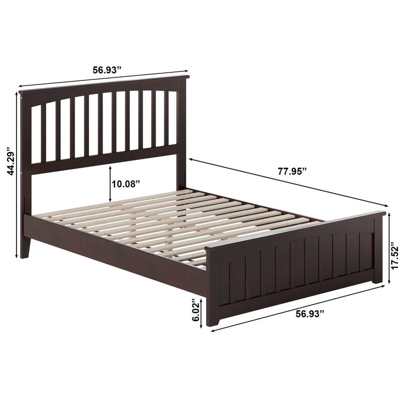 Solid Wood Low Profile Platform Bed with Footboard - Twin Twin XL Full Sizes