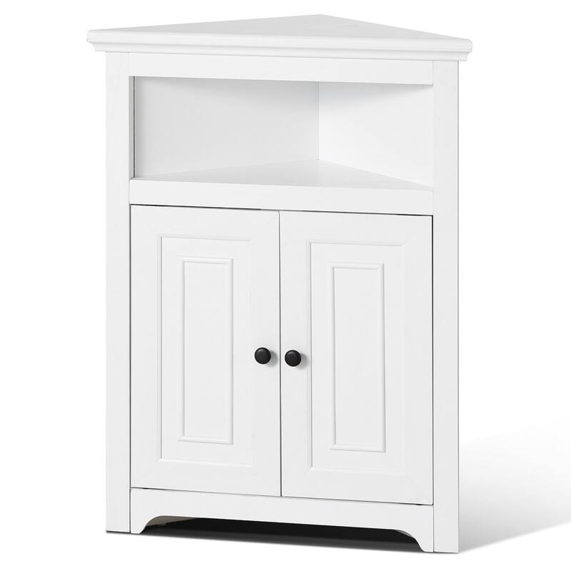 Corner Cabinet 32" with 2 Doors and Adjustable Shelves for Home Storage - 25.4 x 12.8 x 33.3 in