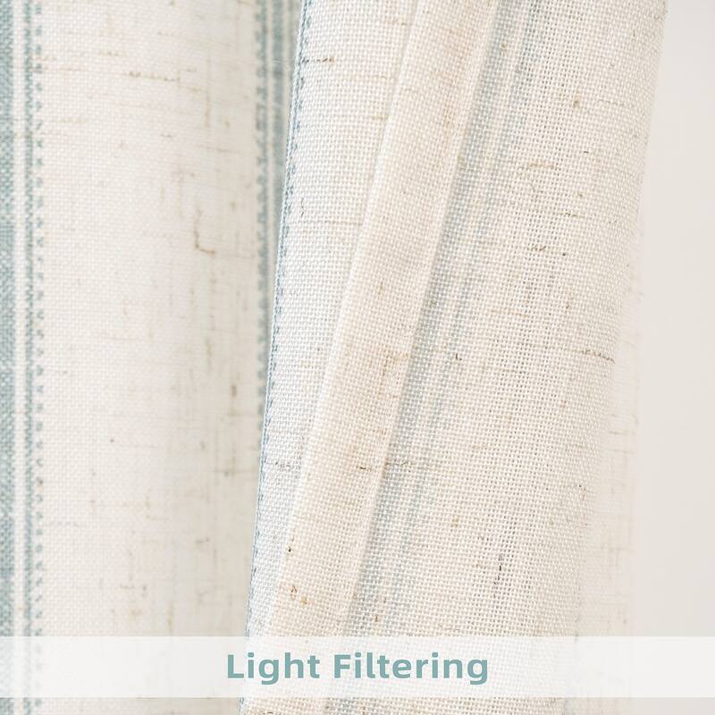 DriftAway Farmhouse Linen Blend Curtains Vertical Striped Printed Drapes
