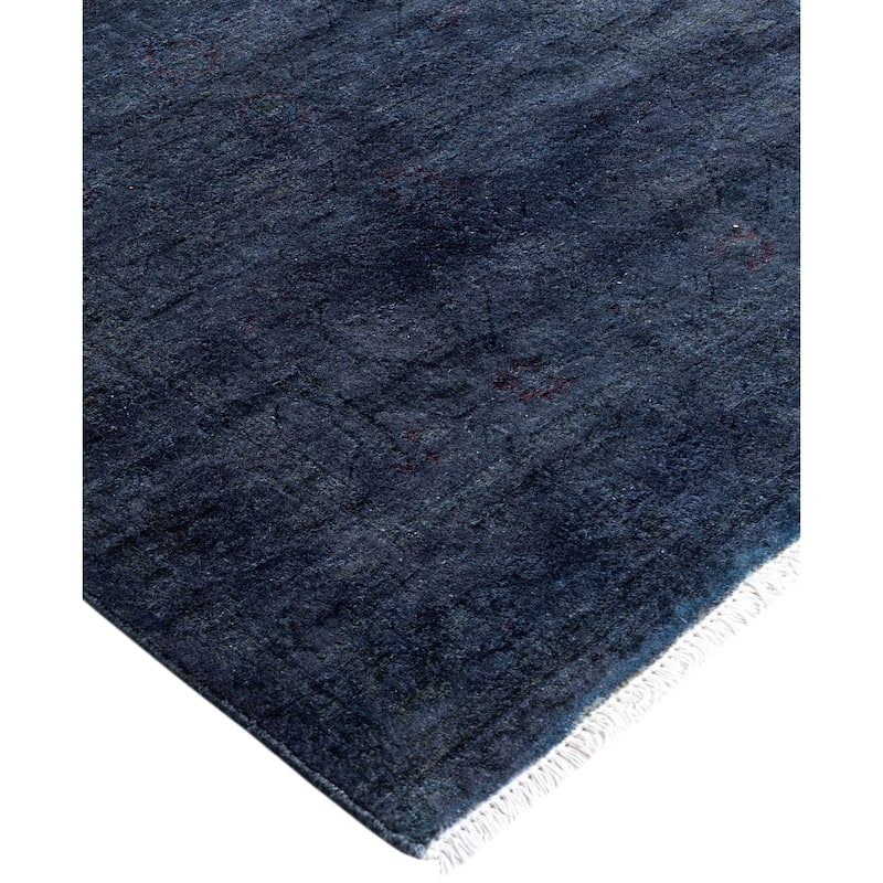 Overdyed One-of-a-Kind Hand-Knotted Runner Rug - Navy - 2' 7" x 15' 10"