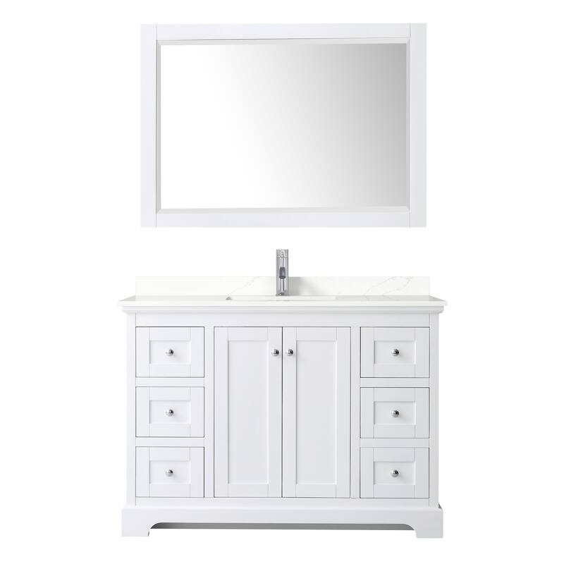 Avery 48-inch Single Vanity, Quartz Top, 46-inch Mirror