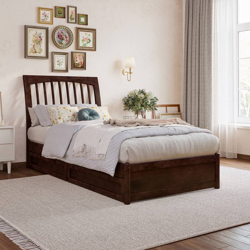 Roslyn Platform Bed with Panel Footboard and Storage Drawers