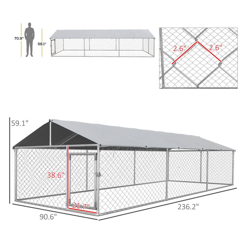 Large Outdoor Dog Kennel with Waterproof & UV-Resistant Roof